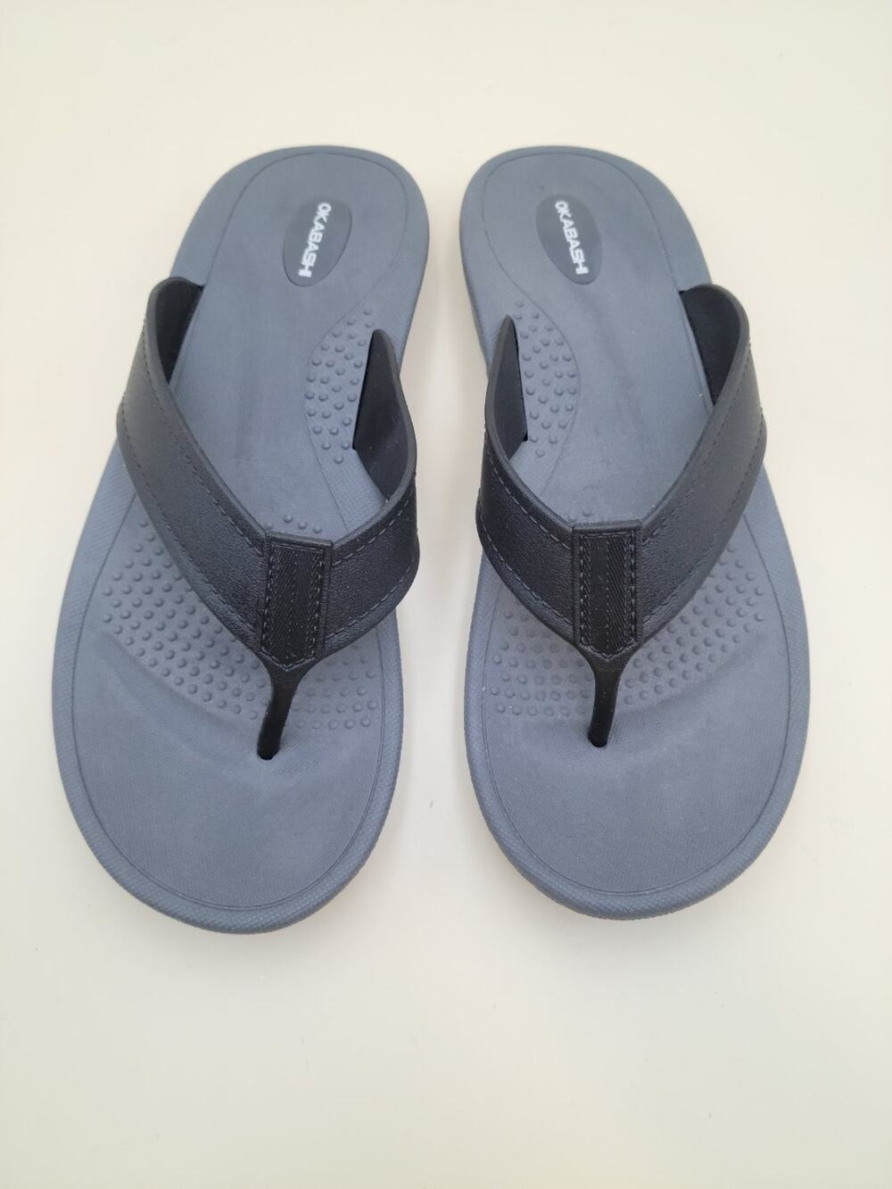 Okabashi Surf Men's Flip Flop Sandals Size 9-10 Gray Rubber Arch Support USA